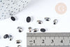 Cabochon strass plastique noir irisé ovale 6x4mm, x 5 grammes (G8339)