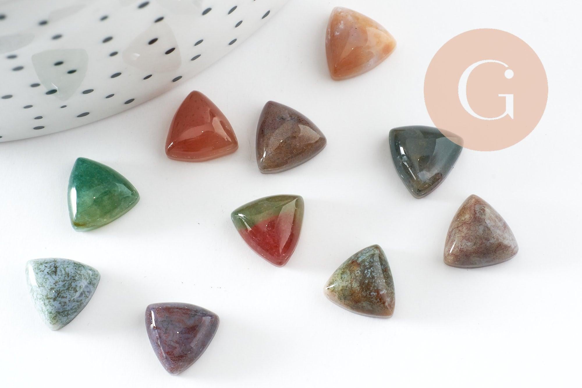 Cabochon triangle agate indienne naturelle 9,5-10mm, x1 (G7248)