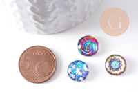 Cabochon verre rond dôme imprimé 12mm, x20 (G3743)