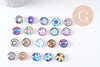 Cabochon verre rond dôme imprimé 12mm, x20 (G3743)