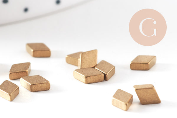 Cabochons losanges laiton brut non percés 6.5mm x10 (G1598)