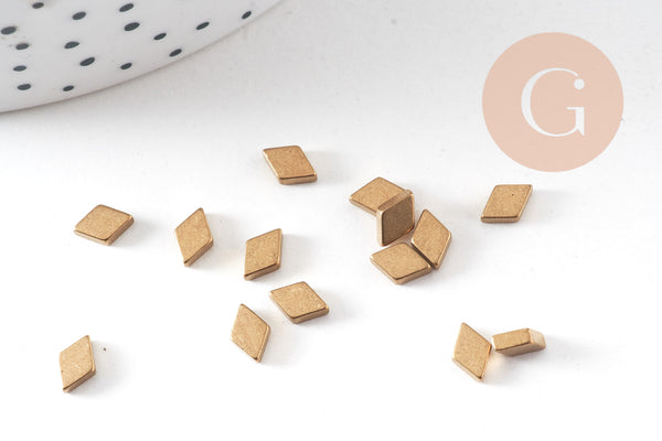 Cabochons losanges laiton brut non percés 6.5mm x10 (G1598)