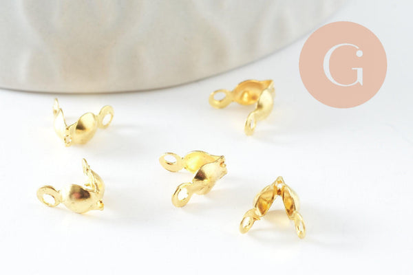 Cache nœuds chaine boule fer doré 8x4mm, création bijoux acier, x10 (G10134)