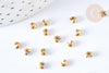Caches perles à écraser acier 304 doré 2x3mm, x5 (G7320)