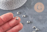 Crimp bead covers, 304 stainless steel, platinum, 8x7mm, x20 (G11177)