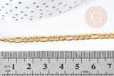 Chaine Figaro acier inoxydable dorée IP 14 carats 4mm, x1 metre (G8372)