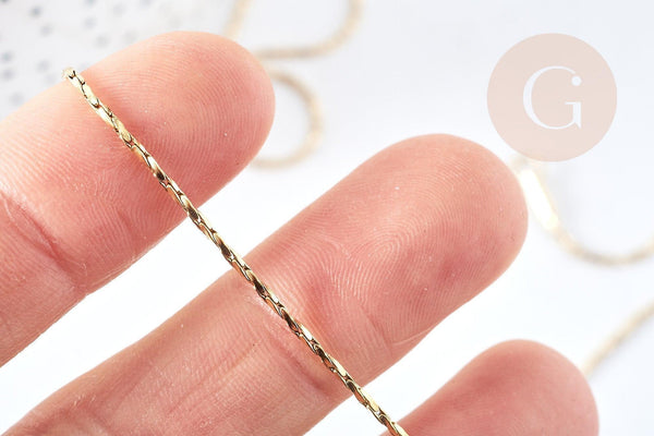 Chaine Serpentine complète avec fermoir acier 304 inoxydable doré 1mm,50cm, création collier acier inoxydable, x1 G8781