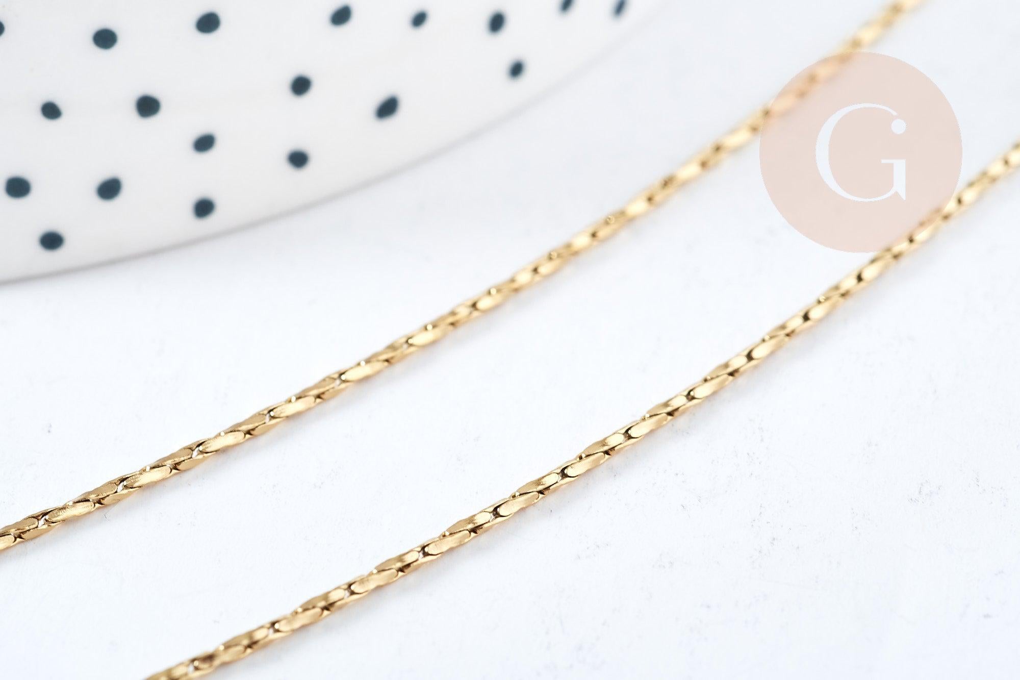 Collier Chaine Serpentine complète avec fermoir acier 304 inoxydable doré 1mm/50cm, x1 (G8781)