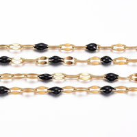 Chaine acier 304 inoxydable doré IP 14K résine noire 2mm, x1 mètre (G0103)