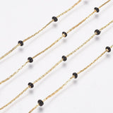 Chaine acier inoxydable doré IP 14 carats fantaisie résine noire 0.5-1.mm, x1 mètre (G5446)