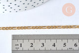 Collier Chaine avec fermoir acier doré 18k figaro 3mm-45cm, x1 (G1491)