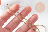Collier Chaine avec fermoir torsadée acier inoxydable doré 14k 2.5mm/50cm x1 (G1474)