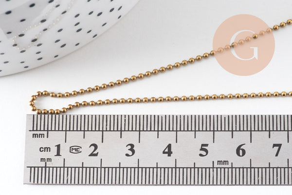 Chaine boule facettée laiton brut, chaine bijou,chaine boule,sans nickel, grossiste,1.5mm, x 5mètres G1638