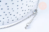 Collier Chaine boule fine laiton platine boule facettes 1.5mm/45cm,chaine collier laiton argenté chaine complète avec fermoir x1 G6202
