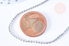 Chaine boule fine laiton platine boule facettes 1.5mm/45cm,chaine collier laiton argenté chaine complète avec fermoir x1 G6202