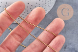 Chaine boule laiton brut 1.5mm, chaine bijou,chaine boule,sans nickel, x 5Mètres (G2491)