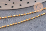 Chaine boule laiton doré lisse 1.5mm, fourniture créative,chaine boule, grossiste chaine,1.5mm,chaine dorée fine,x 5 mètres (G7981)