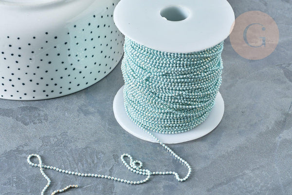 Chaine boules facettées turquoise laiton doré 1.5mm, x5 mètres (G7833)