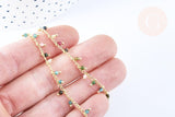 Collier Chaine collier laiton doré fantaisie tourmaline naturelle 45cm, x1 (G7251)