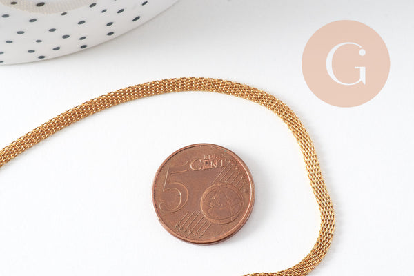 Chaine complète acier dorée 14k maille,collier doré,sans nickel,acier inoxydable,chaine complète,3mm,45cm, x1 G0580