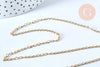 Chaine complète acier dorée 14k,chaine collier,sans nickel,chaine fantaisie,2.4mm,41cm, x1 (G6806)