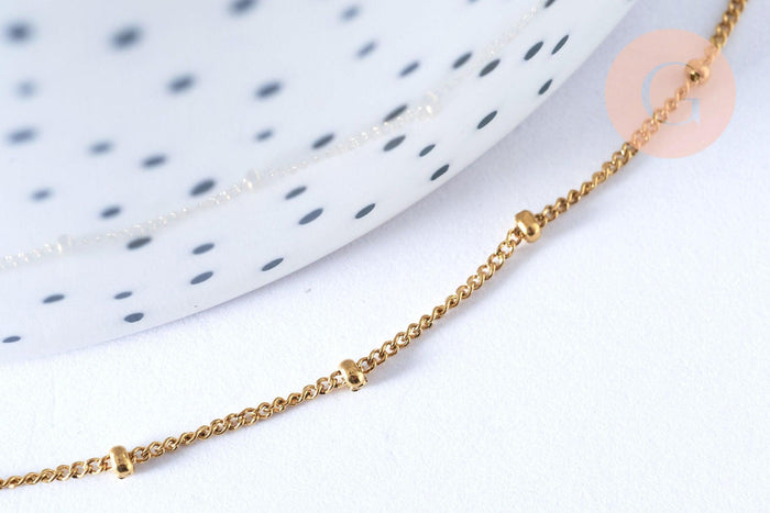 Collier chaine complète acier inoxydable 304 doré satellite 46.5cm, x1 (G6977)