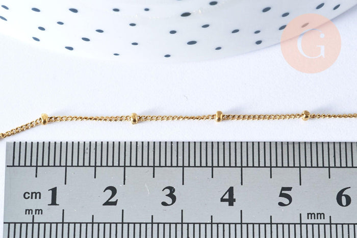 Collier chaine complète acier inoxydable 304 doré satellite 46.5cm, x1 (G6977)
