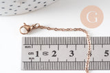 Collier Chaine complète avec fermoir acier or rose 14k forçat 1.9mm/45cm, x1 (G1102)