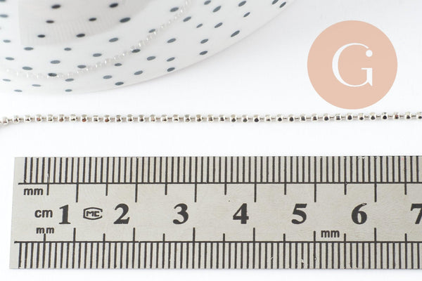 Chaine complète boule acier 304 inoxydable platine 1.5mm/45.5cm,chaine fine argentée avec fermoir création collier x1 (G9778)