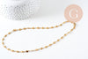Collier chaine complète coeurs acier 304 inoxydable dorée 14k IP 2mm/45.5cm, x1 (G6775)