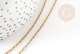 Collier Chaine complète forçat acier 304 inoxydable doré IP 2mm/50cm avec fermoir, x1 (G9300)