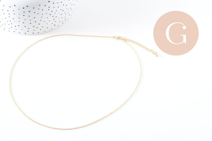 Collier Chaine complète forçat avec fermoir dorée or 16K 2mm/80cm, x1 (G1123)