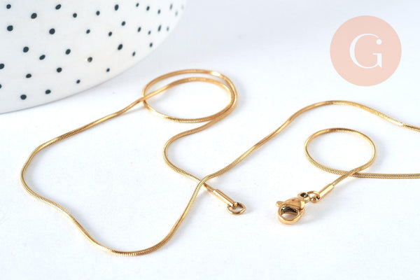 Chaine complète serpent acier inoxydable 304 doré PVD 0.9 m/ 45cm, x1 (G6882)