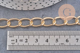 Chaine doré grosse maille aluminium doré,chaine collier,création bijoux,chaine large,15x10x2mm, x 1 Mètre (G2125)