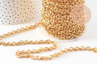 Chaine doré maille forçat texturée aluminium doré pâle 7mm,x1 mètre (G2827)