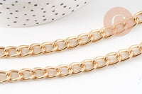 Chaine doré maille plate lisse aluminium doré pâle,chaine plate,10mm, x1 mètre (G5297)