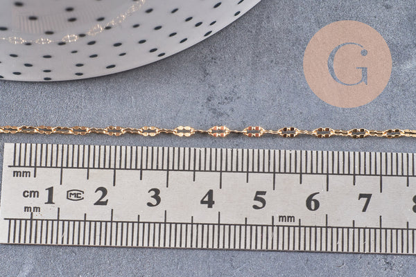 Chaine dorée 14 carats fantaisie texturée, chaine dorée,chaine plaquée or, 4mm x1metre, (G7039)