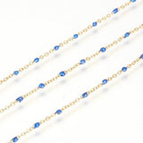Chaine dorée acier inoxydable 304 doré résine bleue paillette 2mm,x1 mètre (G4168)
