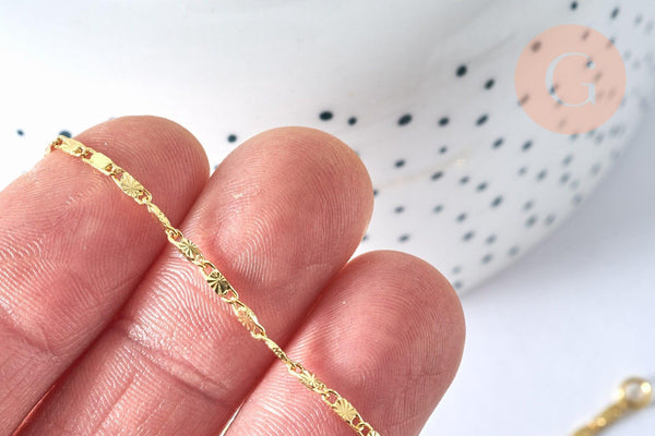 Chaine dorée fantaisie 14K, fourniture créative, chaine dorée, chaine collier, chaine complète,1.5 mm, 44.5cm, x1 (G0918)