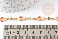 Chaine dorée pastille cristal zircon, chaine collier,création bijoux , chaine lunettes,chaine fantaisie 6x4mm, x1 mètre (G4204)