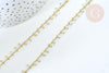 Chaine dorée perle cristal vert clair 2.5x2mm, chaine collier,création bijoux ,chaine lunettes,chaine fantaisie, x1 mètre G5841