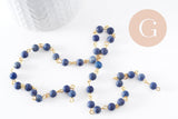 Chaine dorée perle lapis lazulis naturelle 6.5mm, x 1 mètre (G4216)