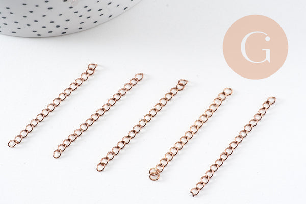 Chaine extension acier 304 inoxydable or rose IP 45-50mm, x5 (G10891)