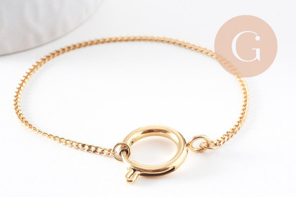 Chaine extension acier doré fermoir bouée 170mm, x1 (G1182)