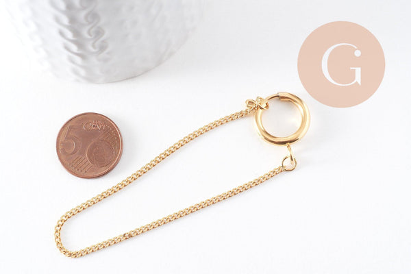 Chaine extension acier doré fermoir bouée 170mm, x1 (G1182)