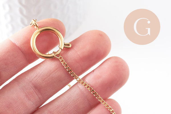 Chaine extension acier doré fermoir bouée 170mm, x1 (G1182)