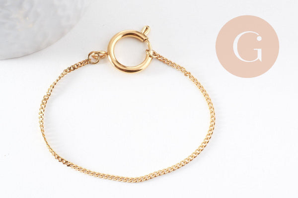 Chaine extension acier doré fermoir bouée 170mm, x1 (G1182)