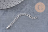 Chaine extension acier inoxydable argenté avec breloque de finition 57-60mm, x1 (G10888)
