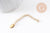 Chaine extension acier inoxydable doré PVD avec charm goutte de finition 55mm, x5 (G4625)