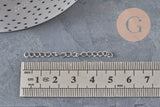 Platinum stainless steel extension chain 47-53mm, x5 (G11186)